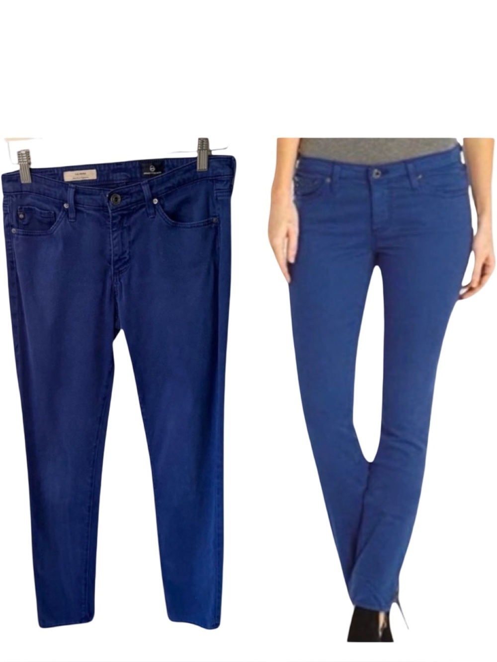 AG Adriano Goldschmidt Prima Cigarette Mid-Rise Stretch Sateen Jeans Royal Blue